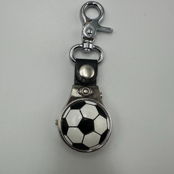 3/$30 Geneva Soccer Keychain Clip Watch Flip Open Hidden Dial New Battery - Picture 4 of 13